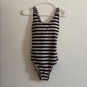 striped one piece swim suit